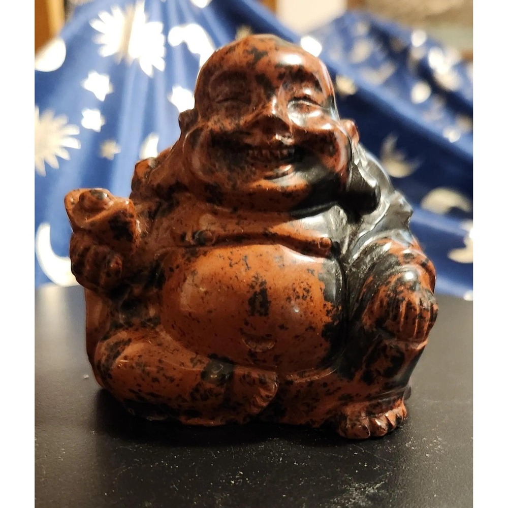 Mahogany Red Obsidian Laughing Buddha, Strength